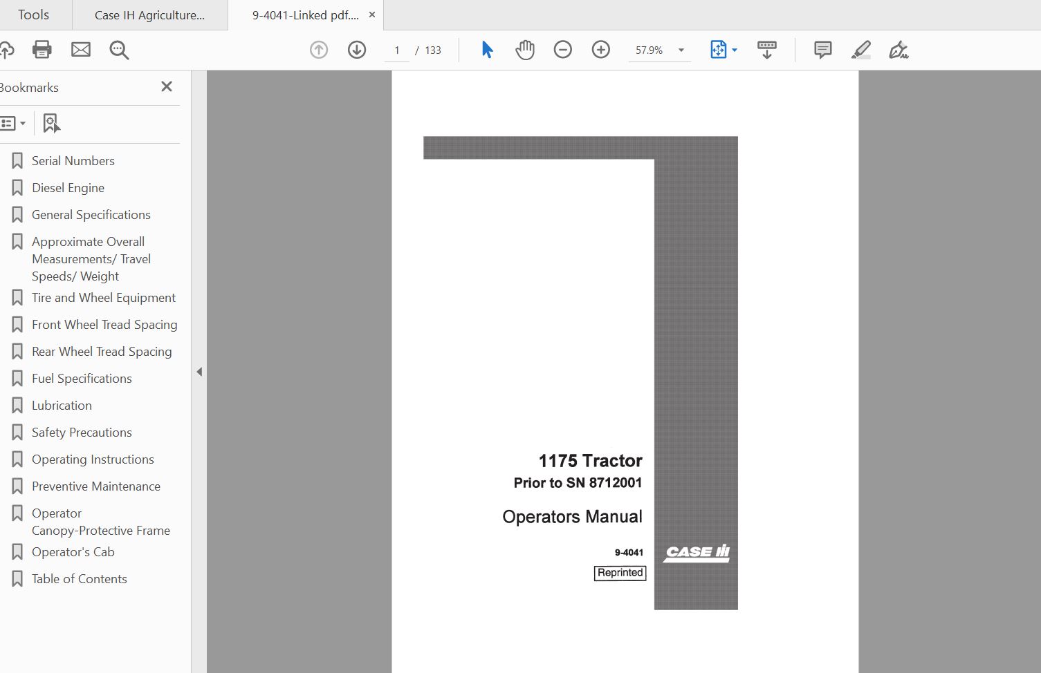 Case IH Tractor 1175 Operators Manual9 4041 1