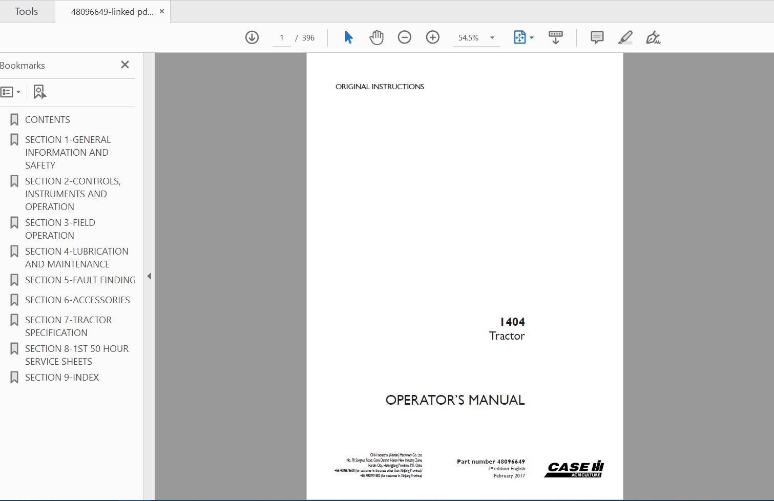 Case IH Tractor 1404 Operators Manual48096649 1