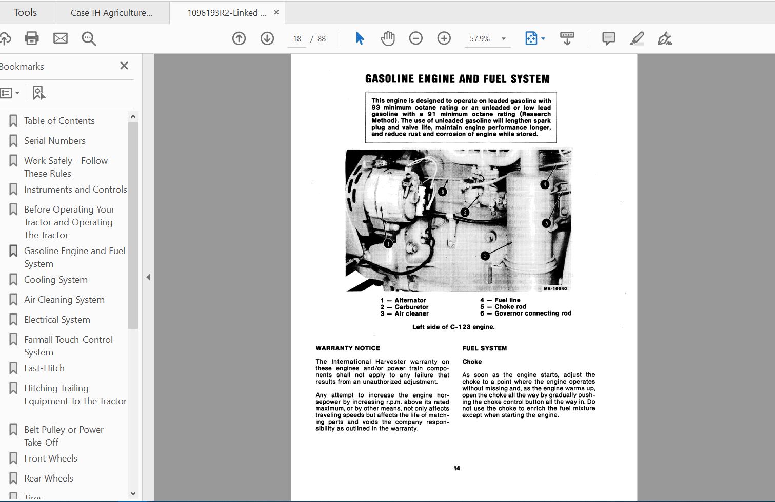 Case IH Tractor 140 Operators Manual1096193R2 4