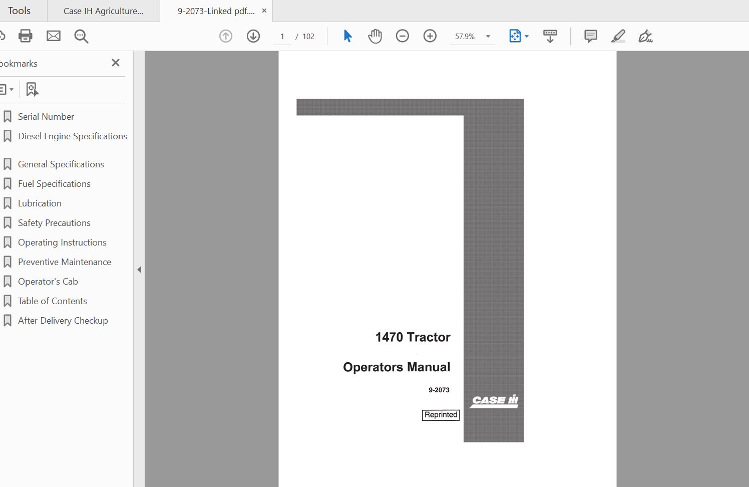 Case IH Tractor 1470 Operators Manual9 2073 1
