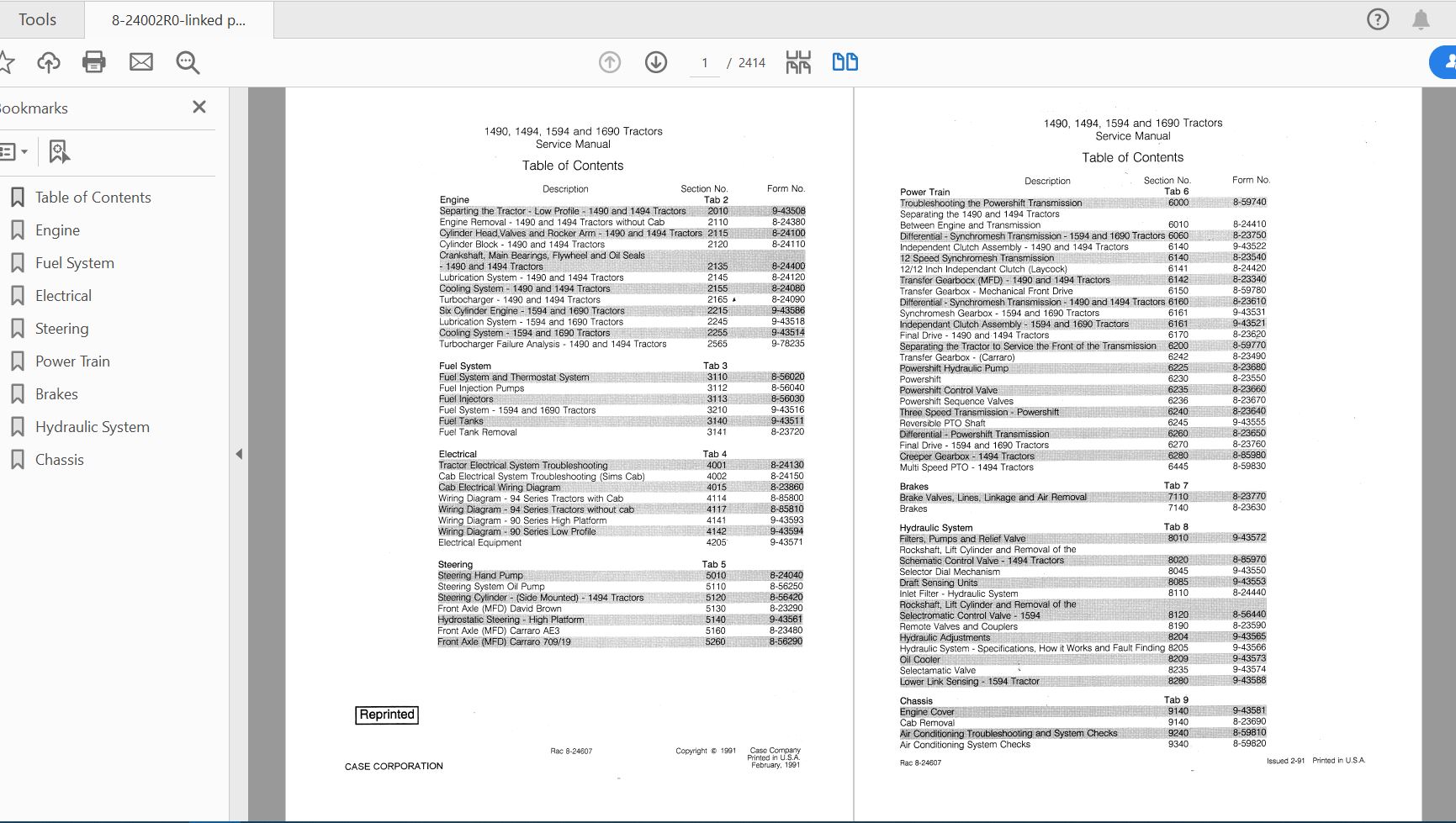Case IH Tractor 1490169014941594 COMPLETE Service Manual8 24002R0 1