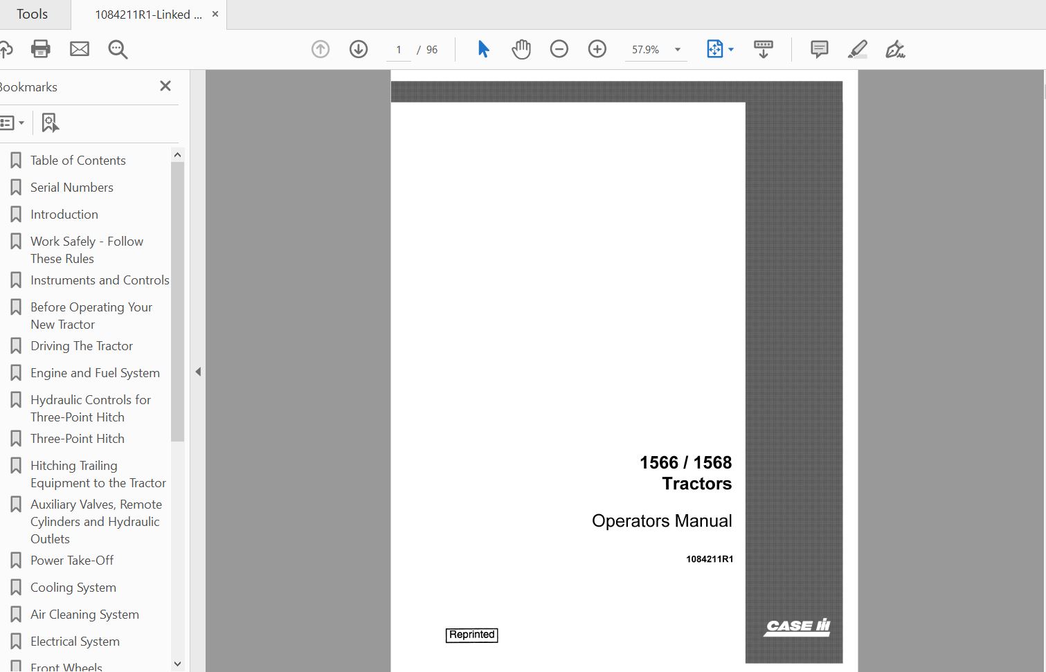 Case IH Tractor 15661568 Operators Manual1084211R1 1