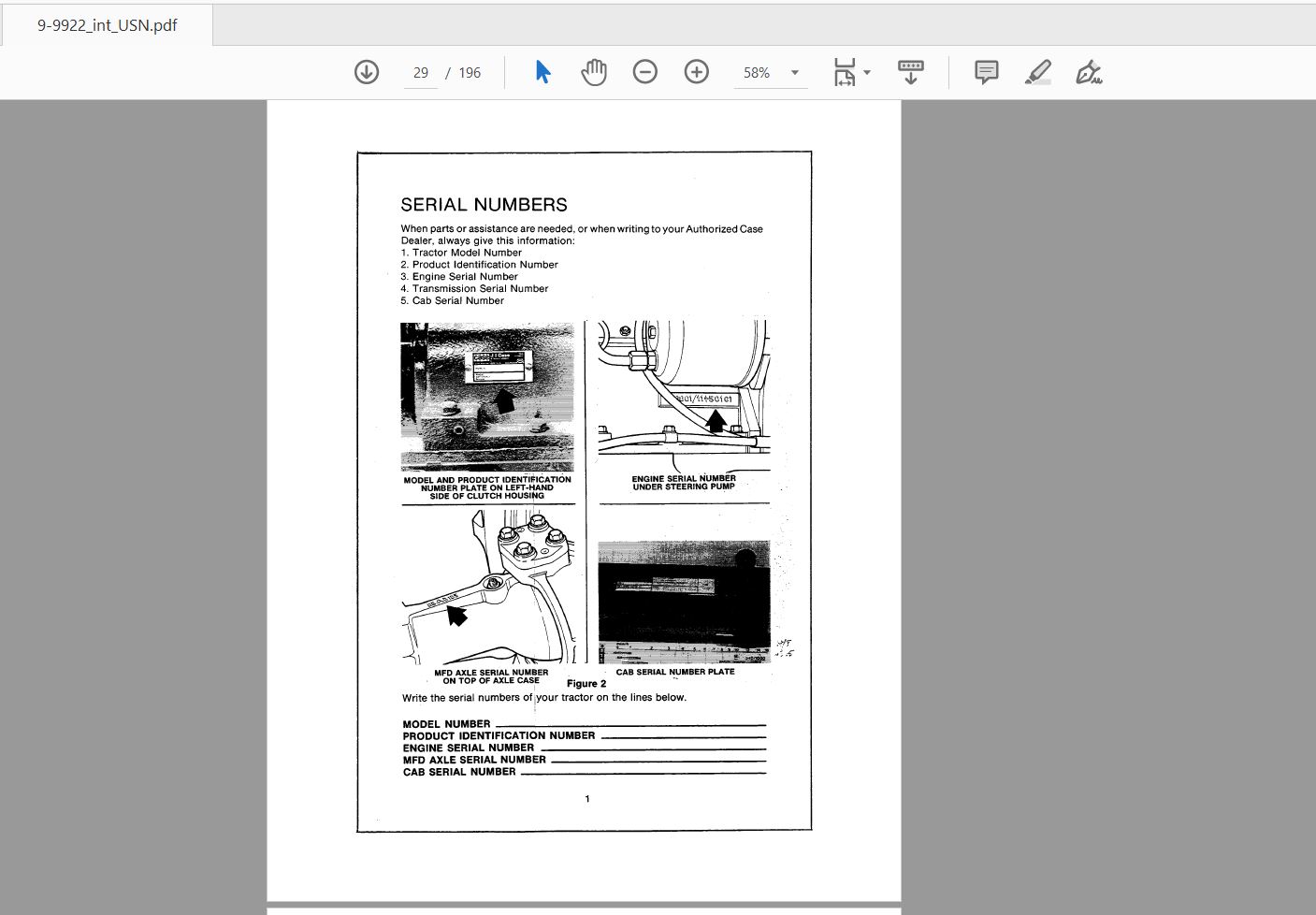 Case IH Tractor 1694 Operators Manual9 9922 3