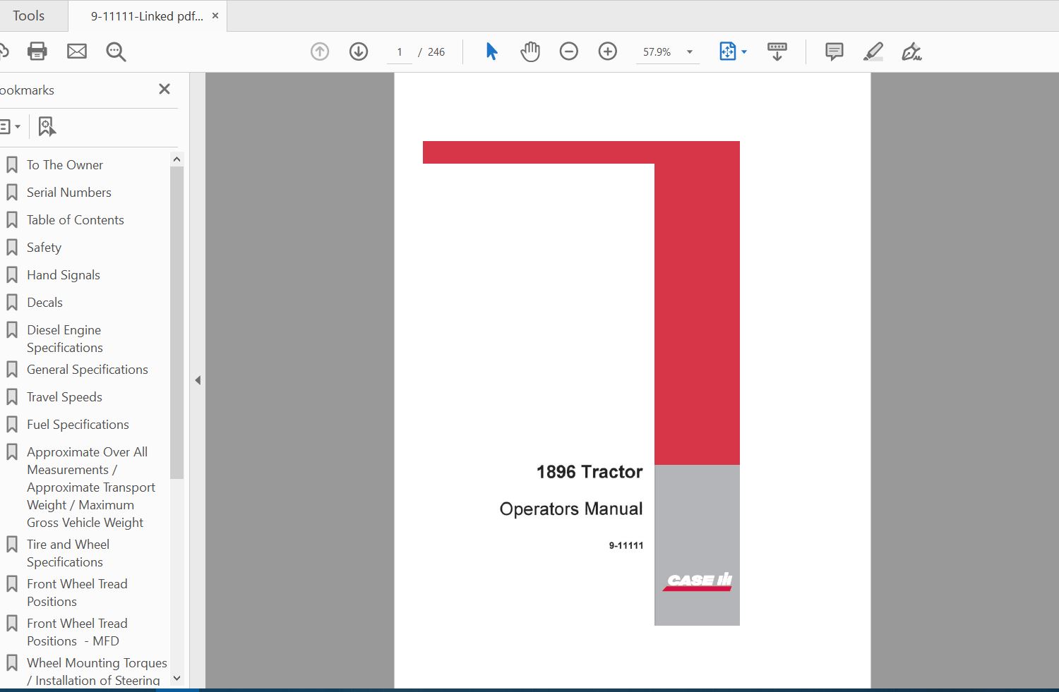 Case IH Tractor 1896 Operators Manual9 11111 1