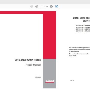 Case IH Tractor 2010 2020 Grain Heads Service Manual87040408 1