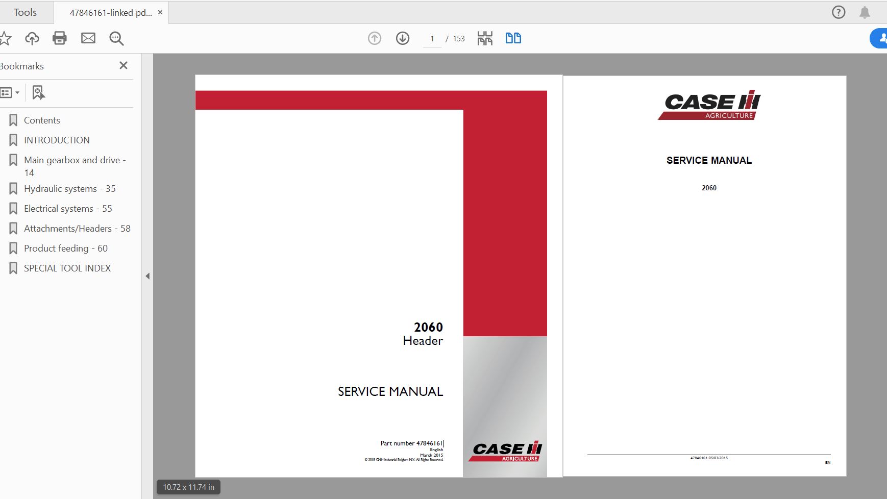 Case IH Tractor 2060 Header Service Manual47846161 1