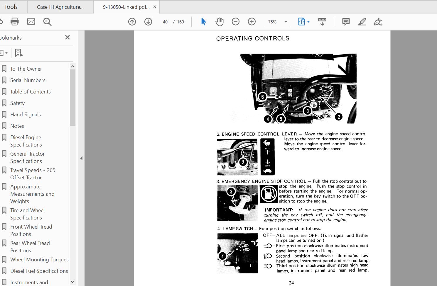 Case IH Tractor 265 Offset Operators Manual9 13050 4
