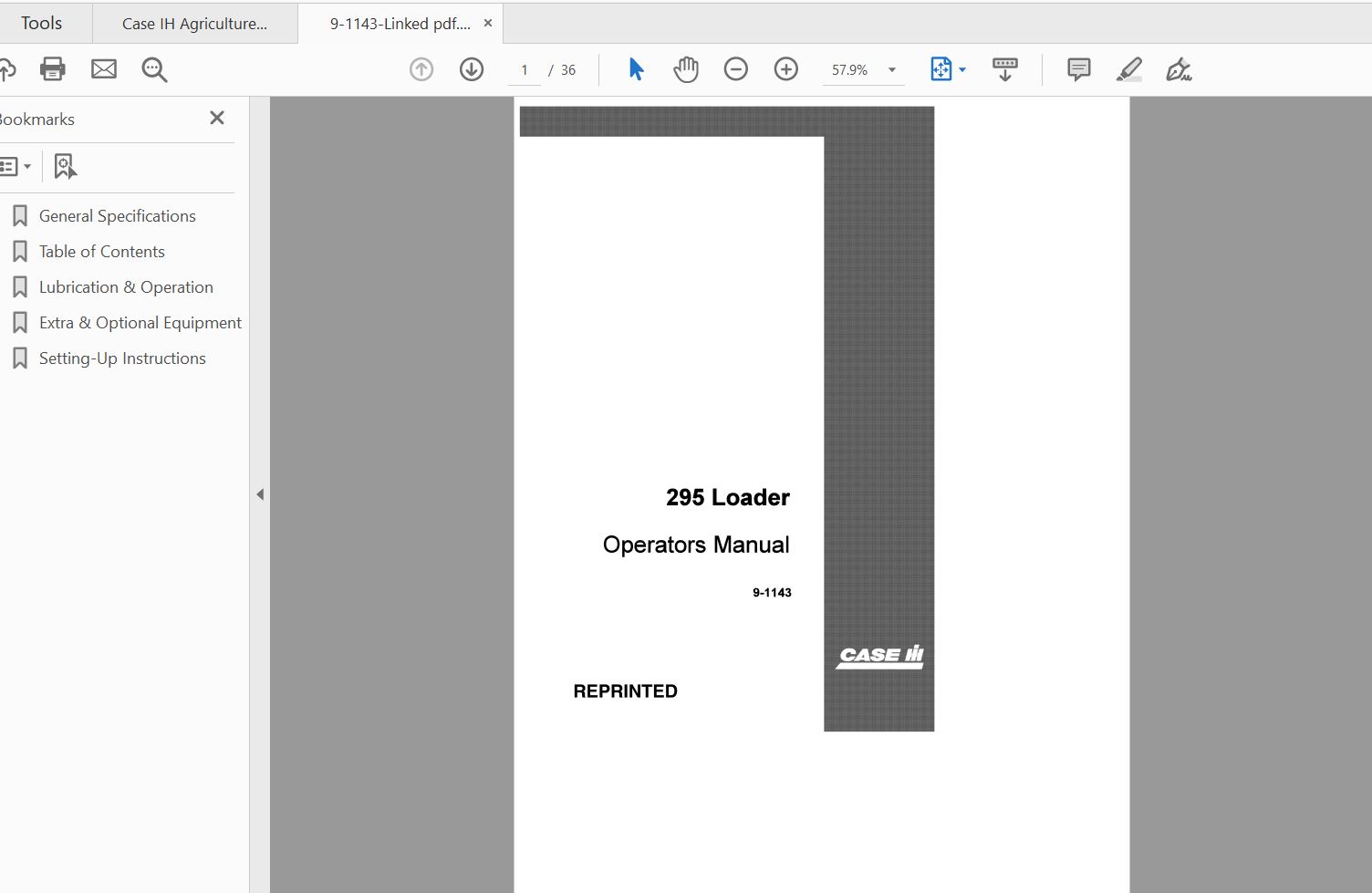 Case IH Tractor 295 Operators Manual9 1143 1