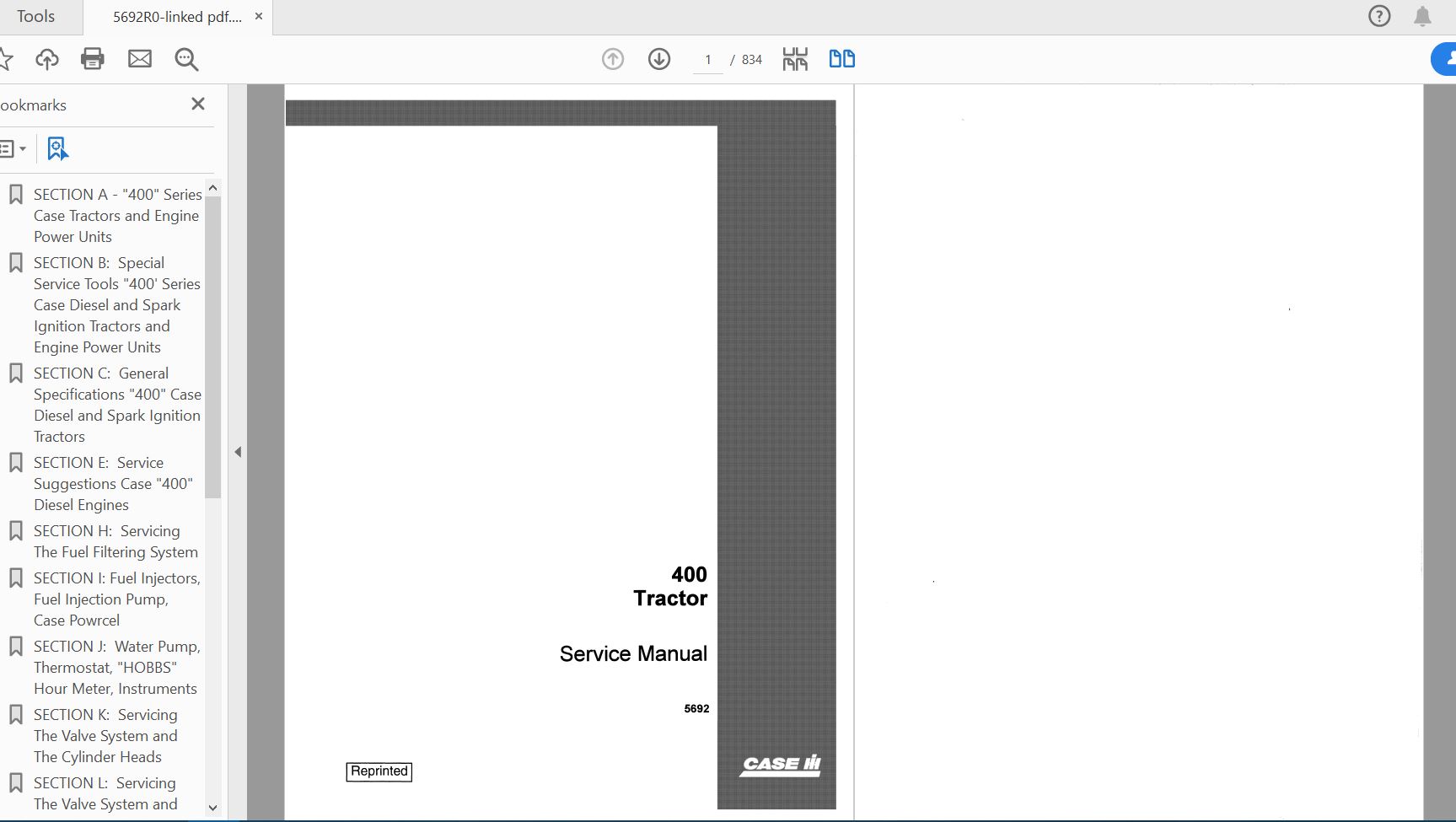 Case IH Tractor 400 Service Manual5692R0 1