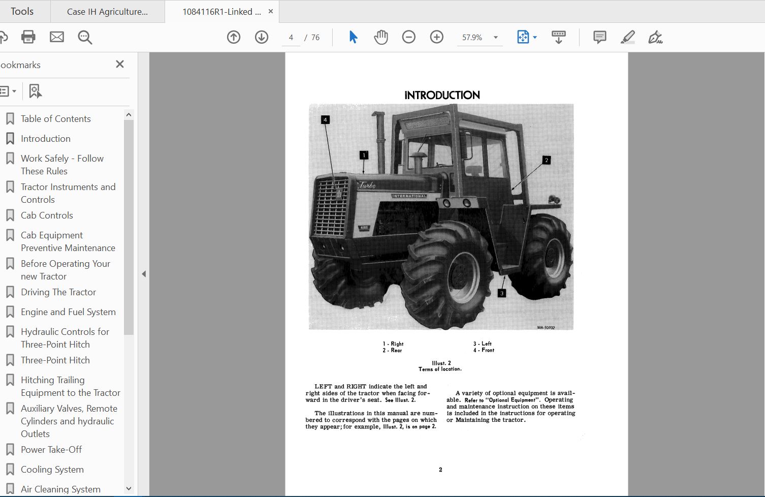 Case IH Tractor 4166 Operators Manual1084116R1 2