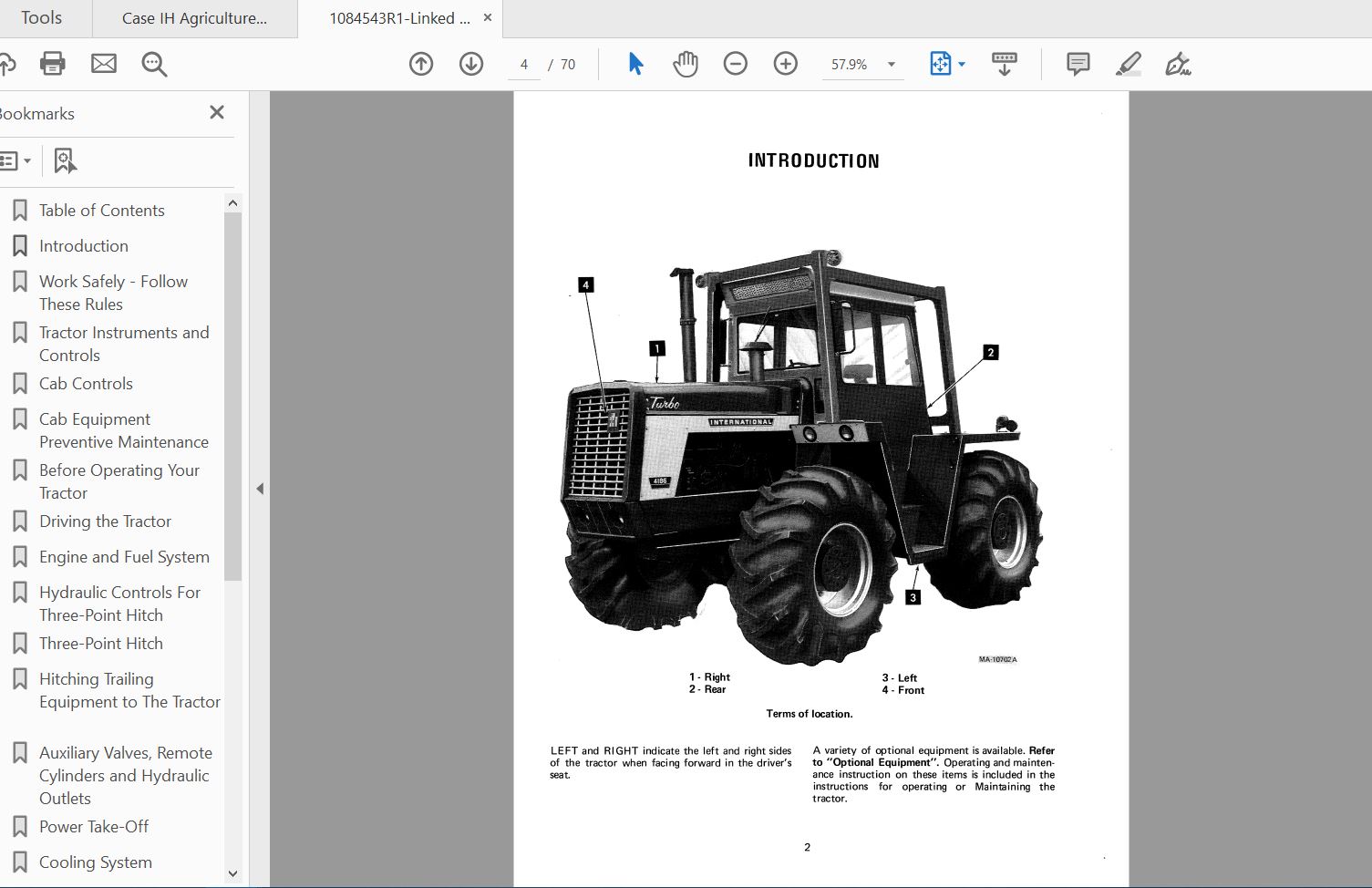 Case IH Tractor 4186 Operators Manual1084543R1 2
