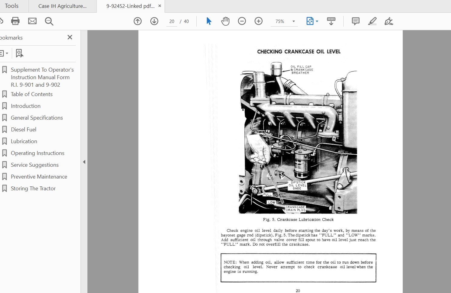 Case IH Tractor 430 Series Diesel Tractor Suppl for 9 902 9 901 Operators Manual9 92452 4