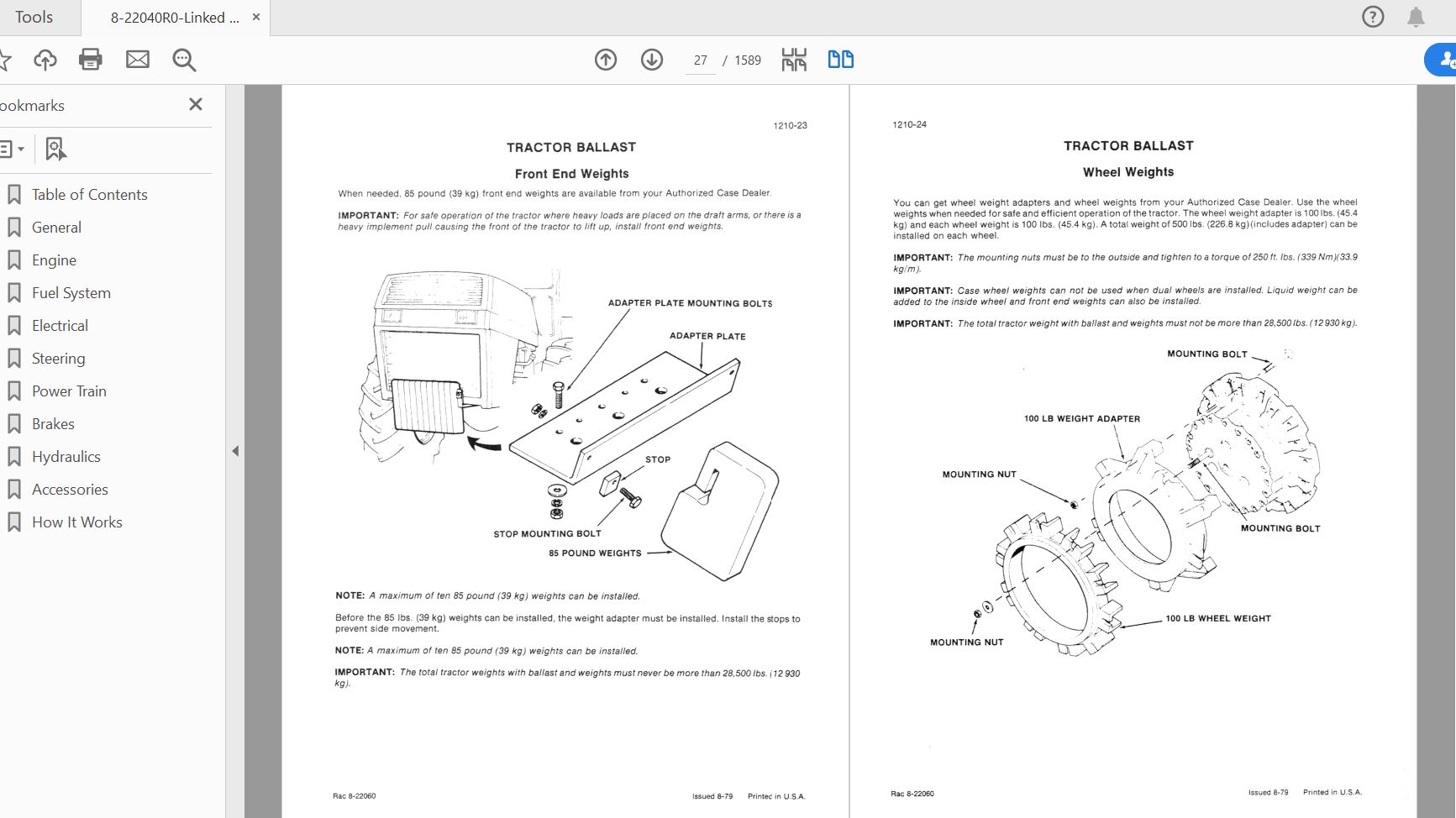 Case IH Tractor 4890 COMPLETE Service Manual8 22040R0 2N4pC