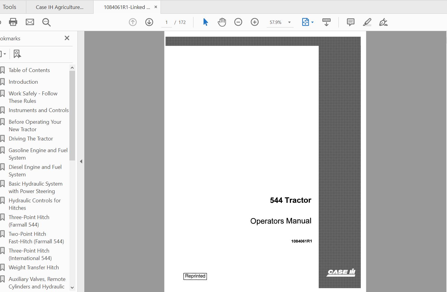 Case IH Tractor 544 Operators Manual1084061R1 1