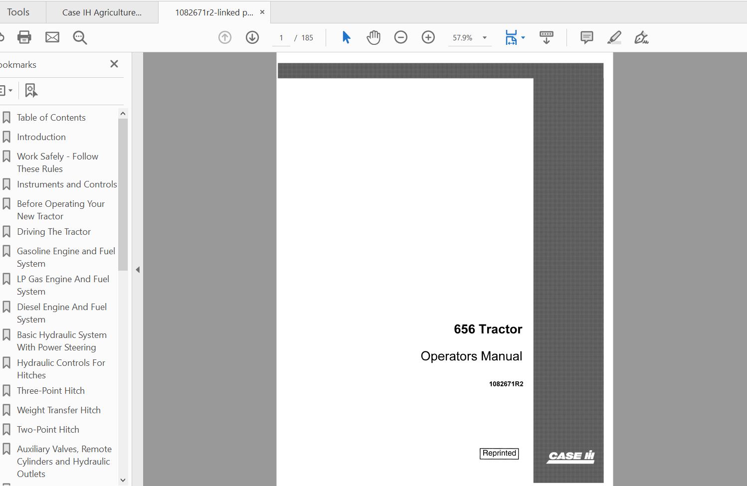 Case IH Tractor 656 Operators Manual1082671R2 1