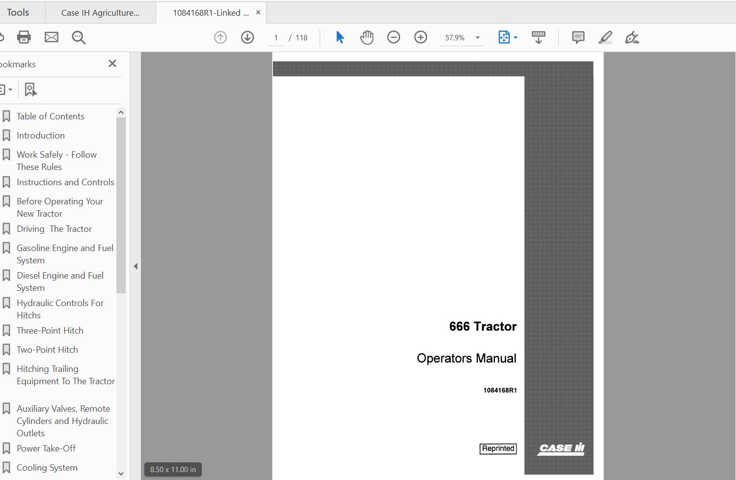 Case IH Tractor 666 Operators Manual1084168R1 1