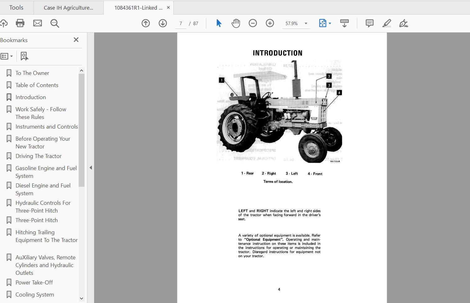 Case IH Tractor 666 Operators Manual1084361R1 2