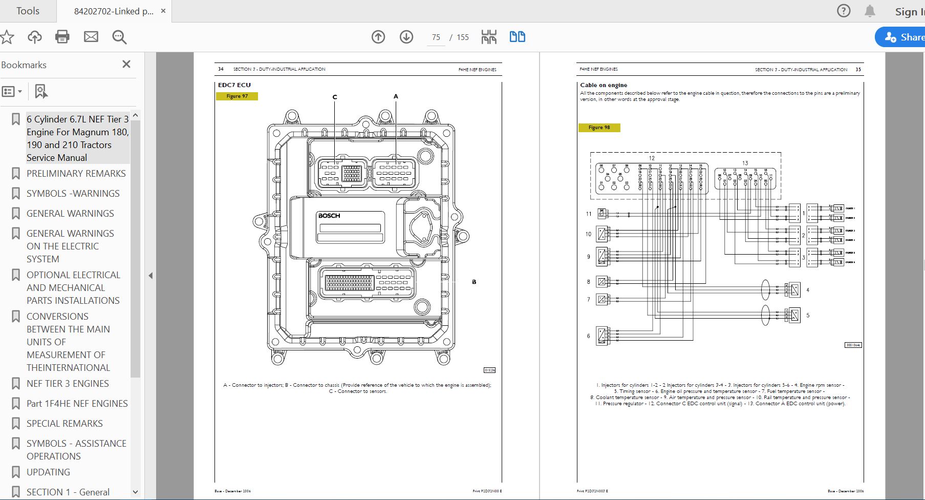 Case IH Tractor 6 Cylinder 67L NEF Engine Service Manual84202702 3