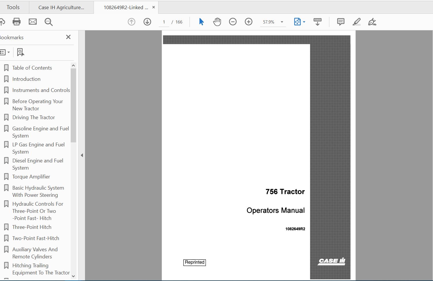 Case IH Tractor 756 Operators Manual1082649R2 1