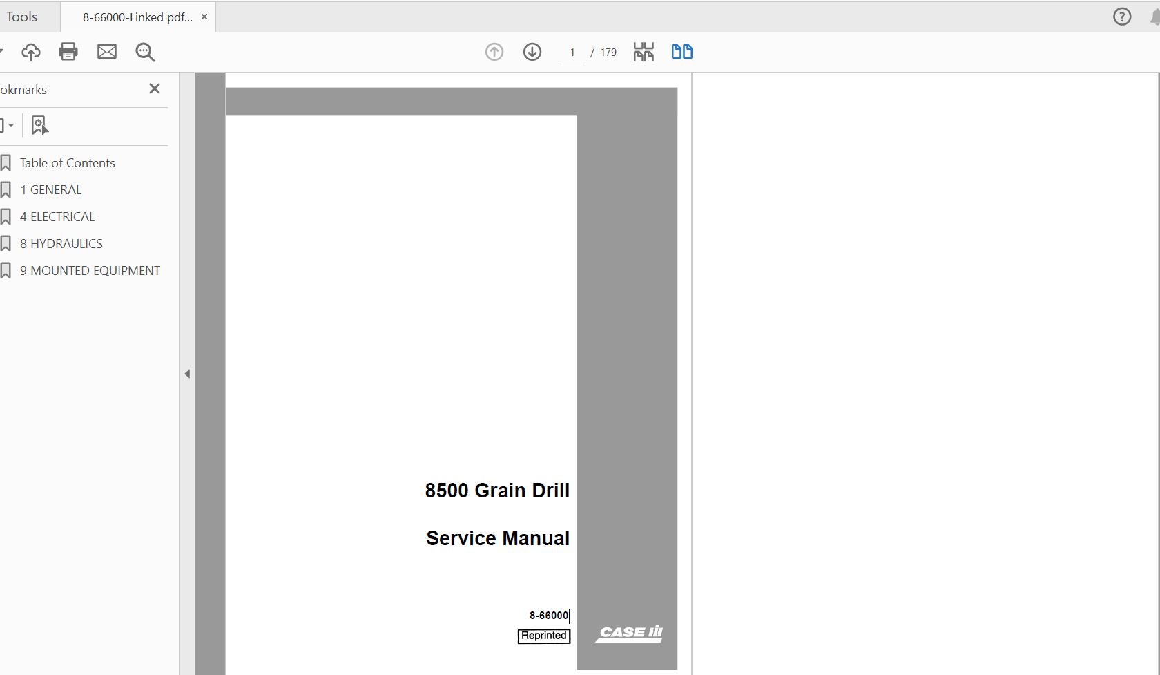 Case IH Tractor 8500 Grain Drill Service Manual8 66000 1