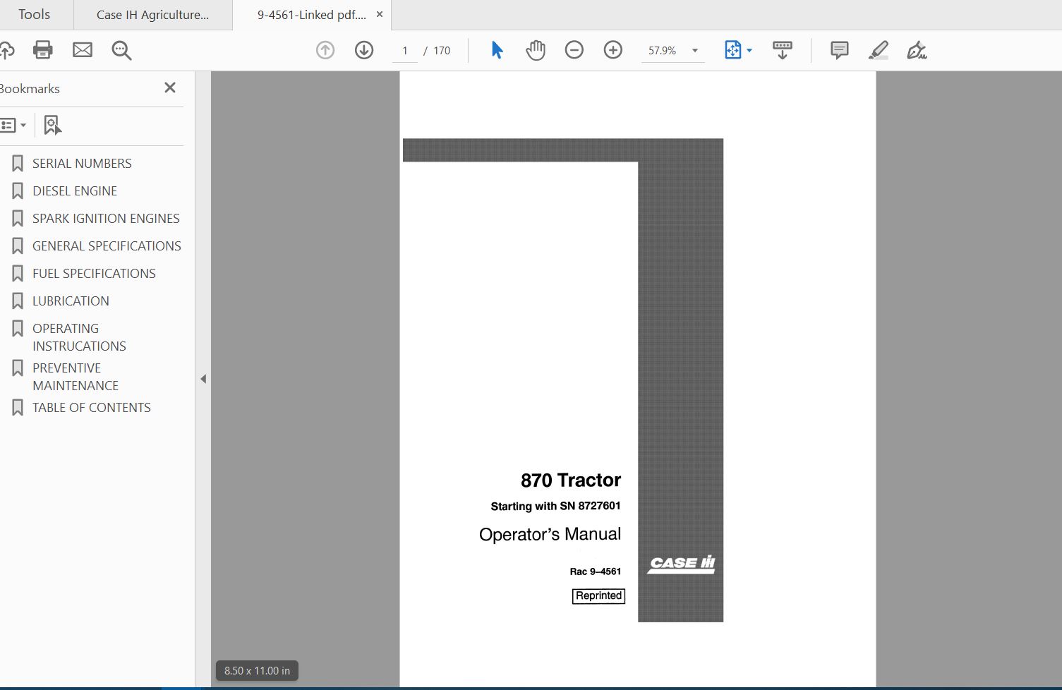 Case IH Tractor 870 Operators Manual9 4561 1