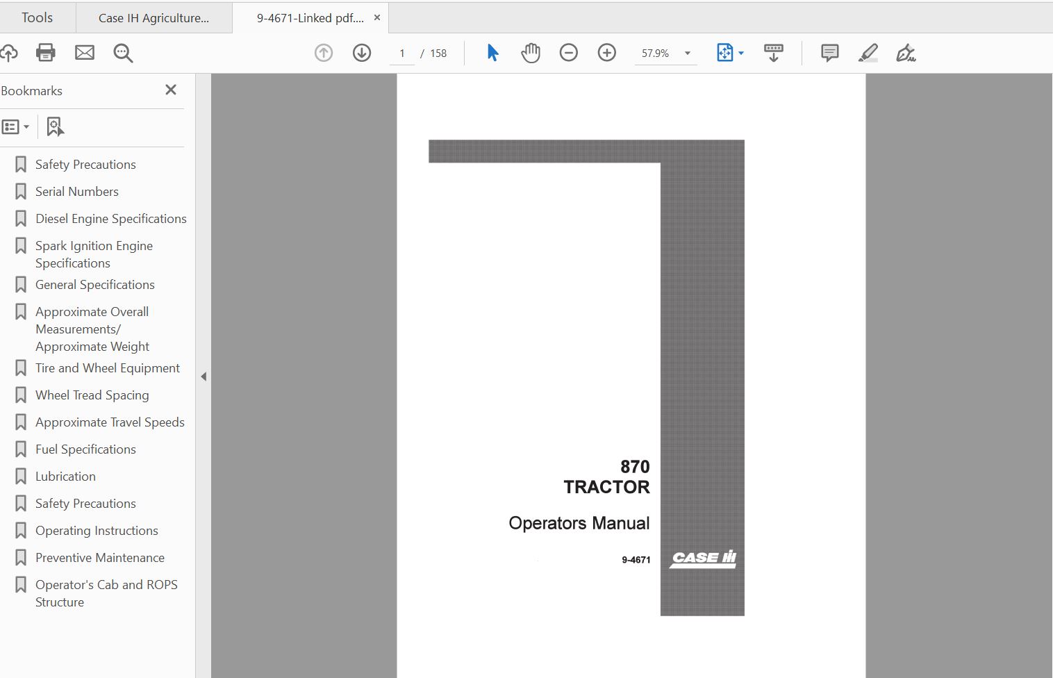 Case IH Tractor 870 Operators Manual9 4671 1