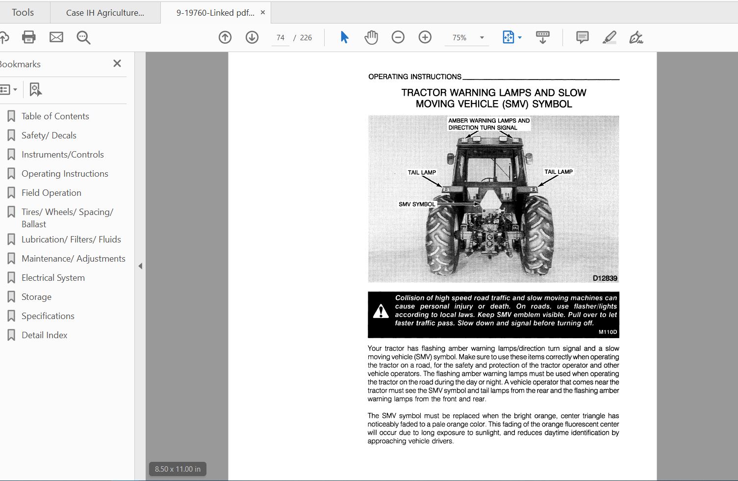 Case IH Tractor 895995 Operators Manual9 19760 4