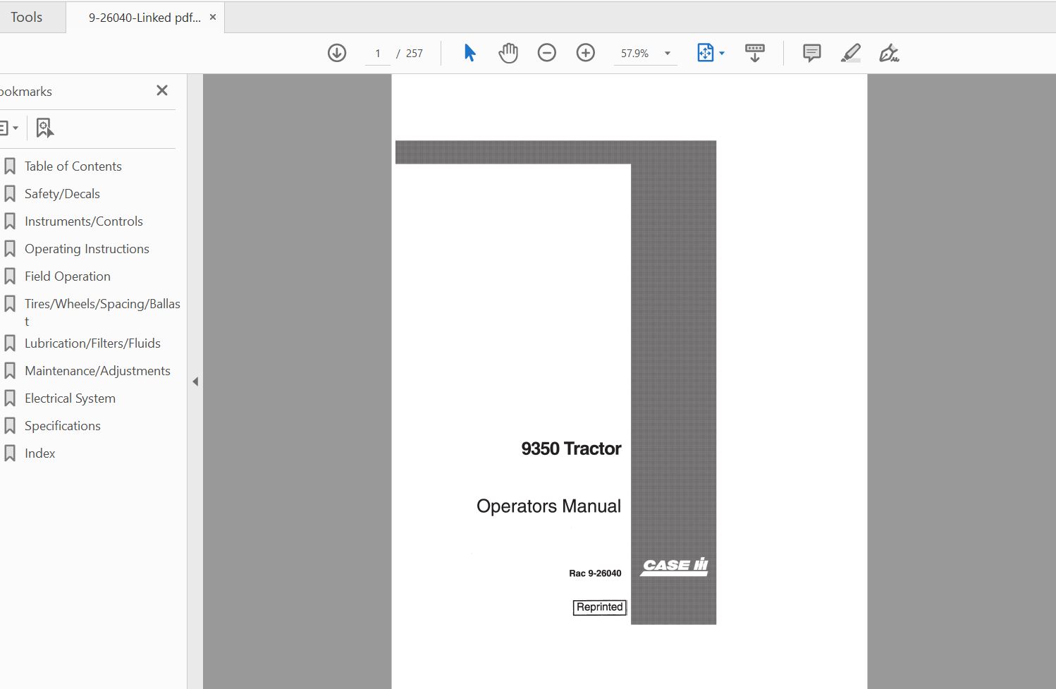 Case IH Tractor 9350 Operators Manual9 26040 1