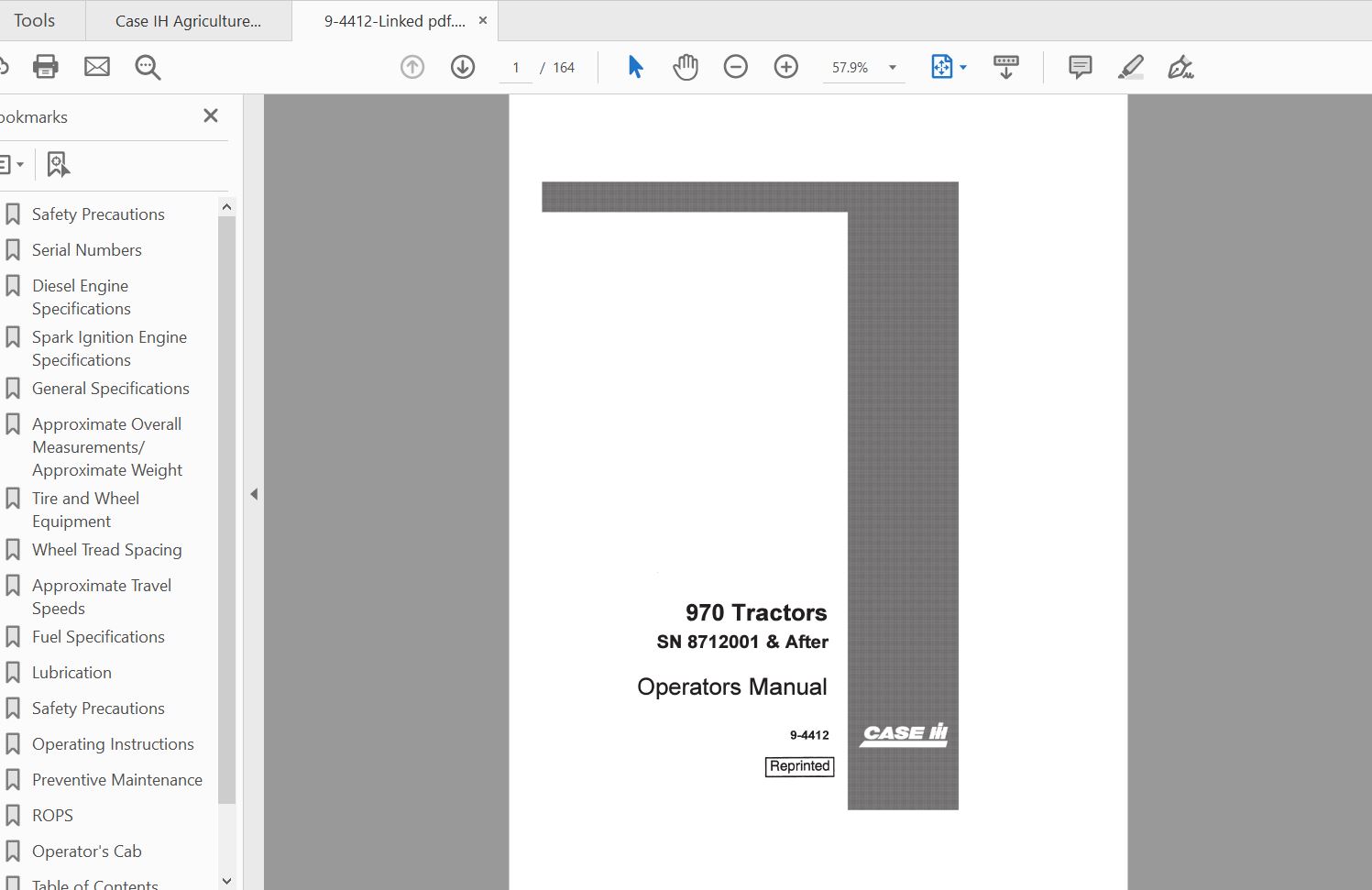 Case IH Tractor 970 Operators Manual9 4412 1