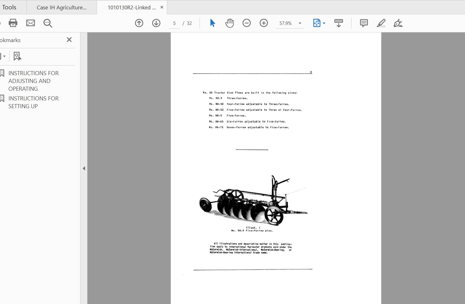 Case IH Tractor 98 Tractor Disk   McCormick Operators Manual1010130R2 2