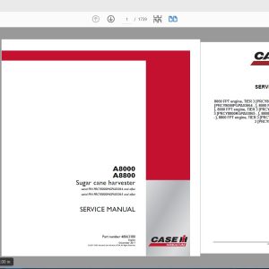 Case IH Tractor A8000 A8800 Sugar Cane Harvester Service Manual48063380 1