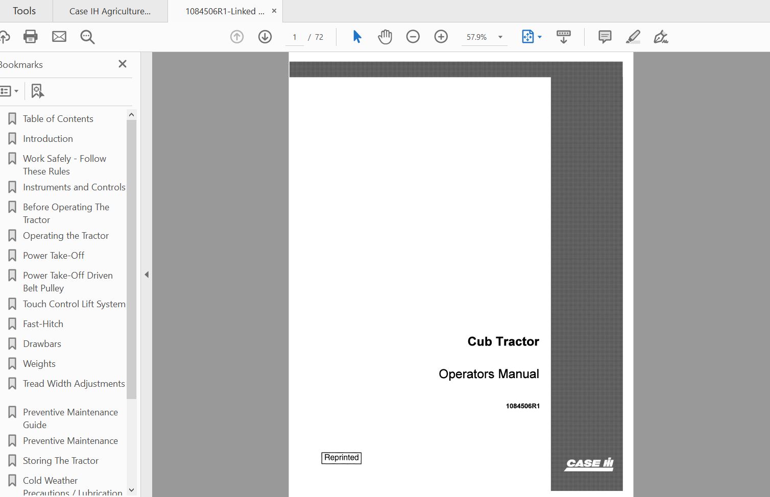 Case IH Tractor Cub Operators Manual1084506R1 1