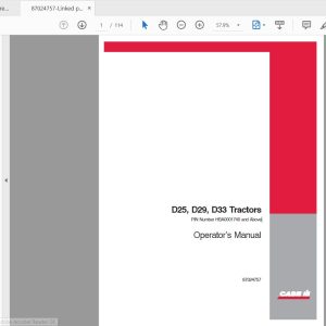 Case IH Tractor D25D29D33 Operators Manual87024757 1
