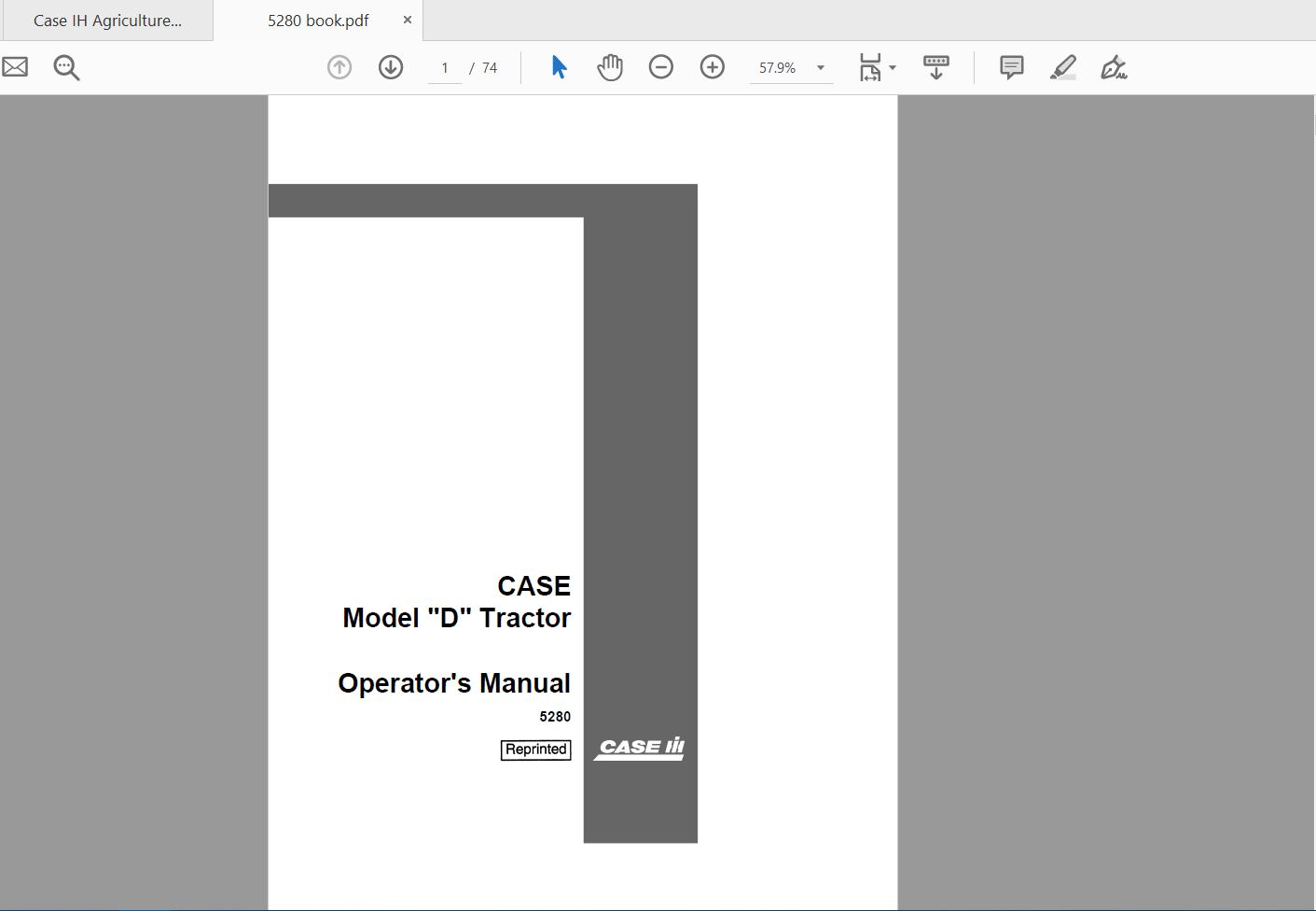 Case IH Tractor D Operators Manual5280 1