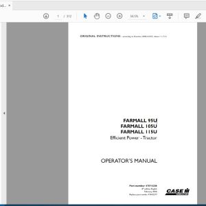 Case IH Tractor FARMALL 95U105U115U Operators Manual47874286 1
