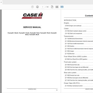 Case IH Tractor Farmall 100JX110JX70JX75JX80JX90JX Service Manual48012897 1