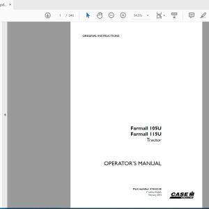 Case IH Tractor Farmall 105U 115U Operators Manual47444248 1