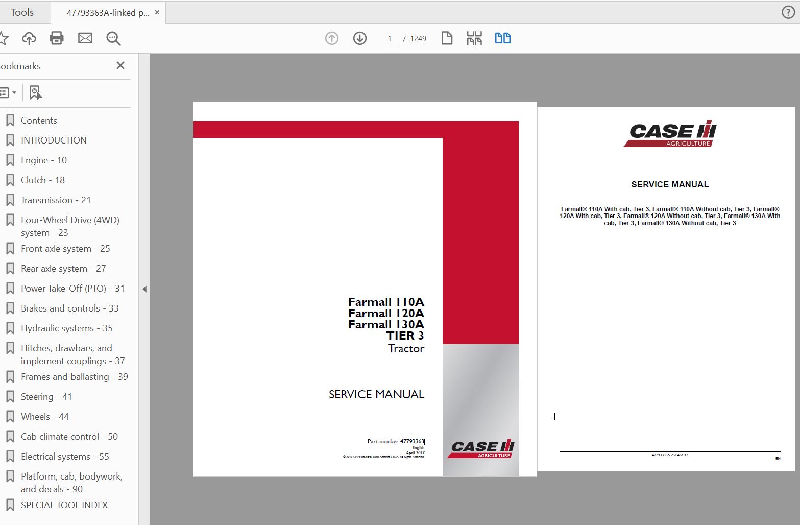 Case IH Tractor Farmall 110A120A130A Service Manual47793363 1