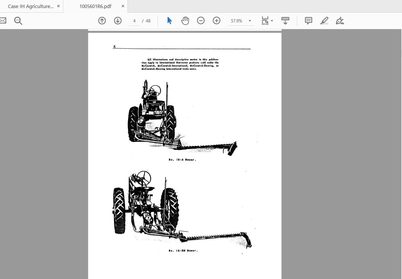 Case IH Tractor Farmall Mowers 16A 16B16BN 16HM Operators Manual1005601R6 2