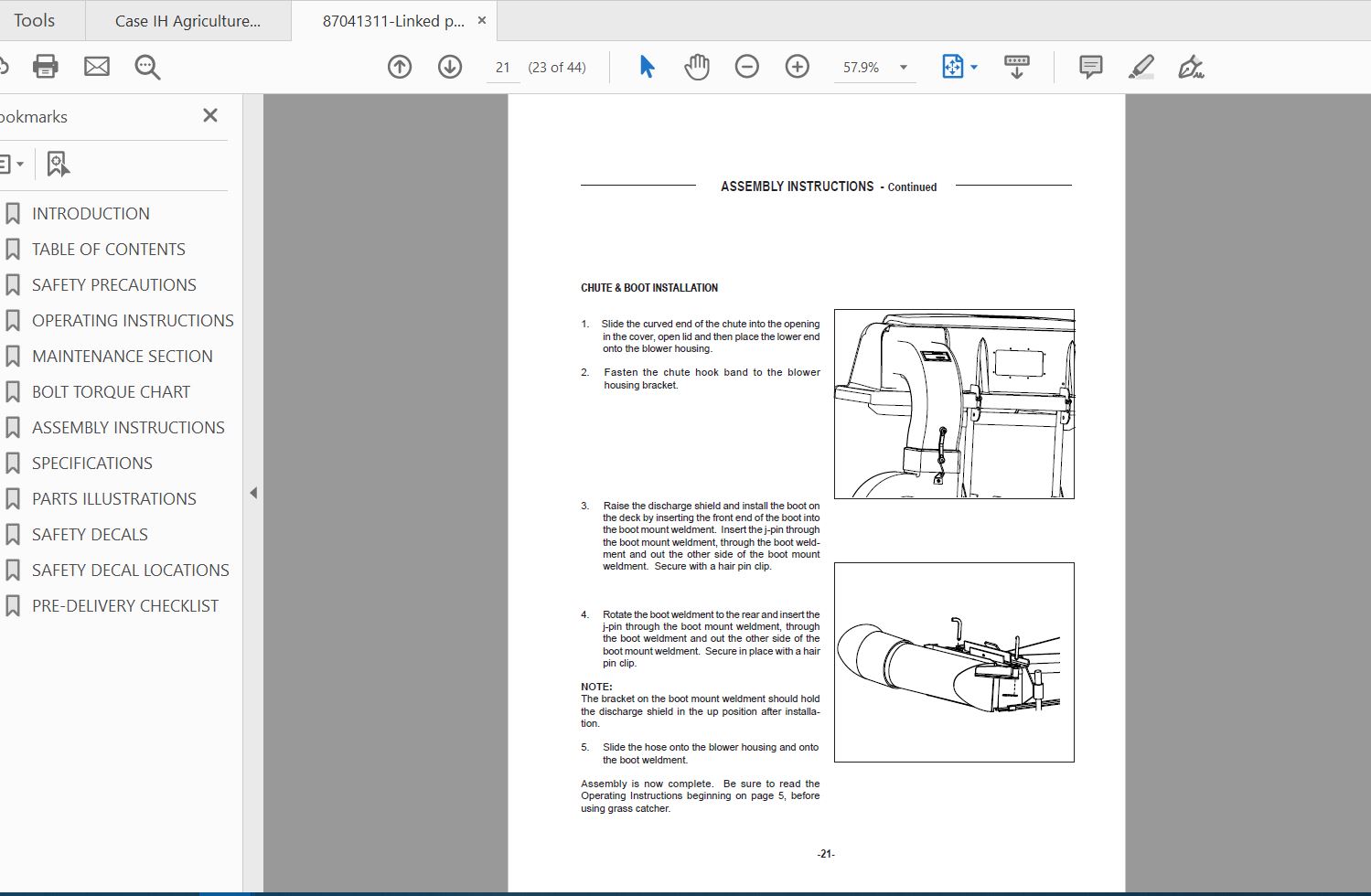Case IH Tractor GCX19 Grass Collector for DX18E and DX24 E Operators Manual87041311 3