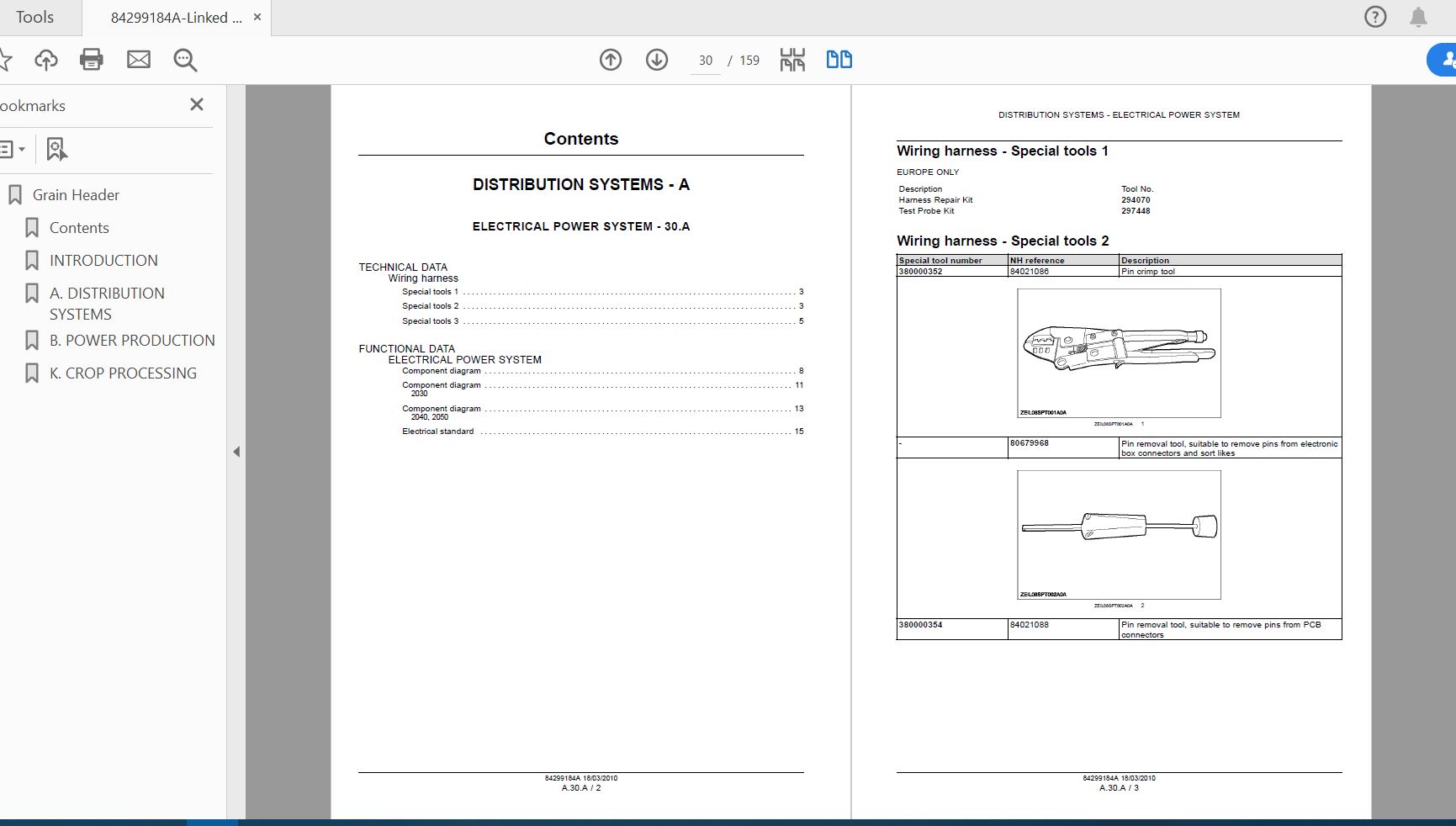 Case IH Tractor Grain Header Service Manual84299184A 2