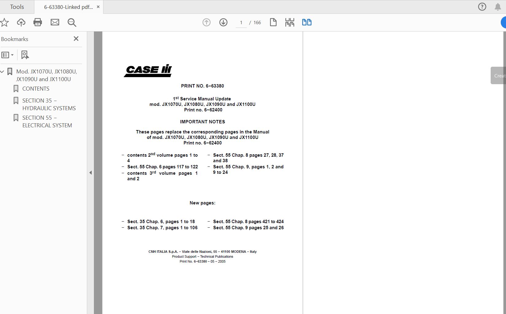 Case IH Tractor JX1070U1080U1090U1100U SUPPLEMENT Service Manual6 63380 1