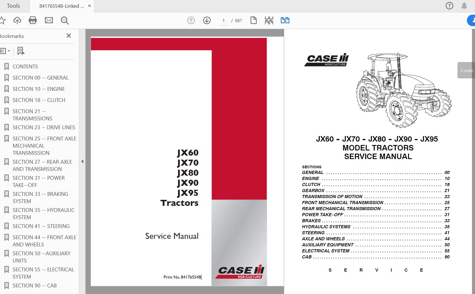 Case IH Tractor JX60JX70JX80JX90JX95 Utility Service Manual84176554B 1