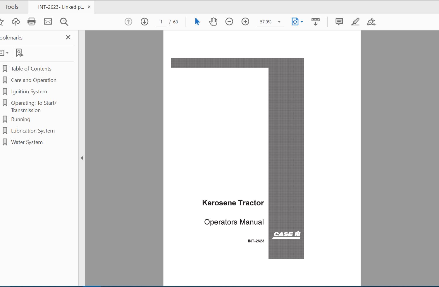 Case IH Tractor Kerosene Operators ManualINT 2623 1