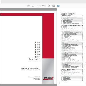 Case IH Tractor L103 L104 L105 L106 L107 L108 L795 Farm Loader Service Manual60034449 1