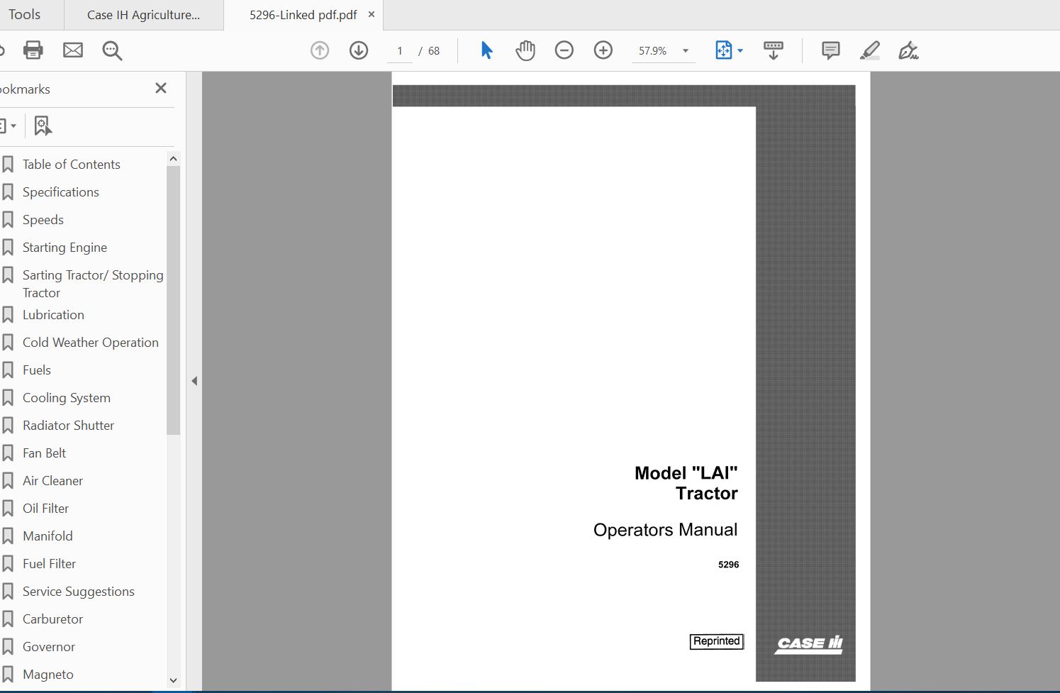 Case IH Tractor LAI Operators Manual5296 1
