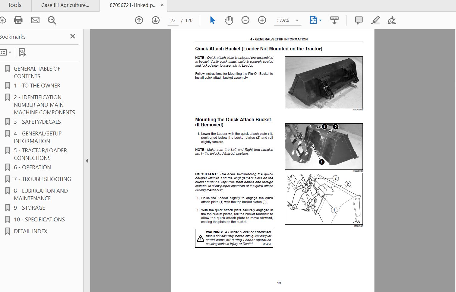 Case IH Tractor LX232 Front End Loader Operator's Manual_87056721