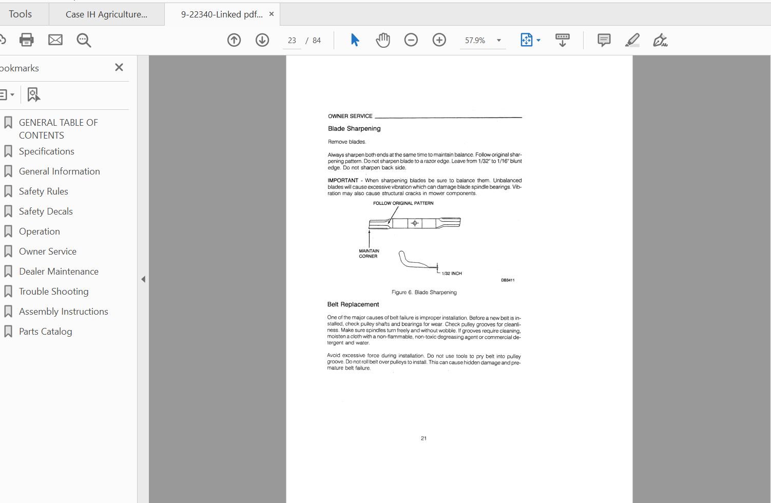 Case IH Tractor M160 Mower For 1130 1140 Tractors Parts Cat too Operators Manual9 22340 2