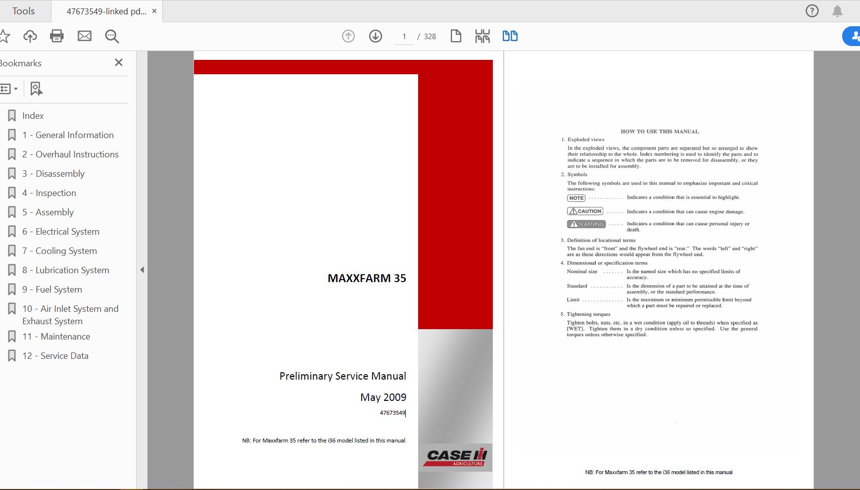 Case IH Tractor MAXXFARM 35 Service Manual47673549 1