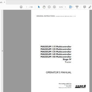 Case IH Tractor MAXXUM 115125135145150 Multicontroller Stage IV Operators Manual48057316 1